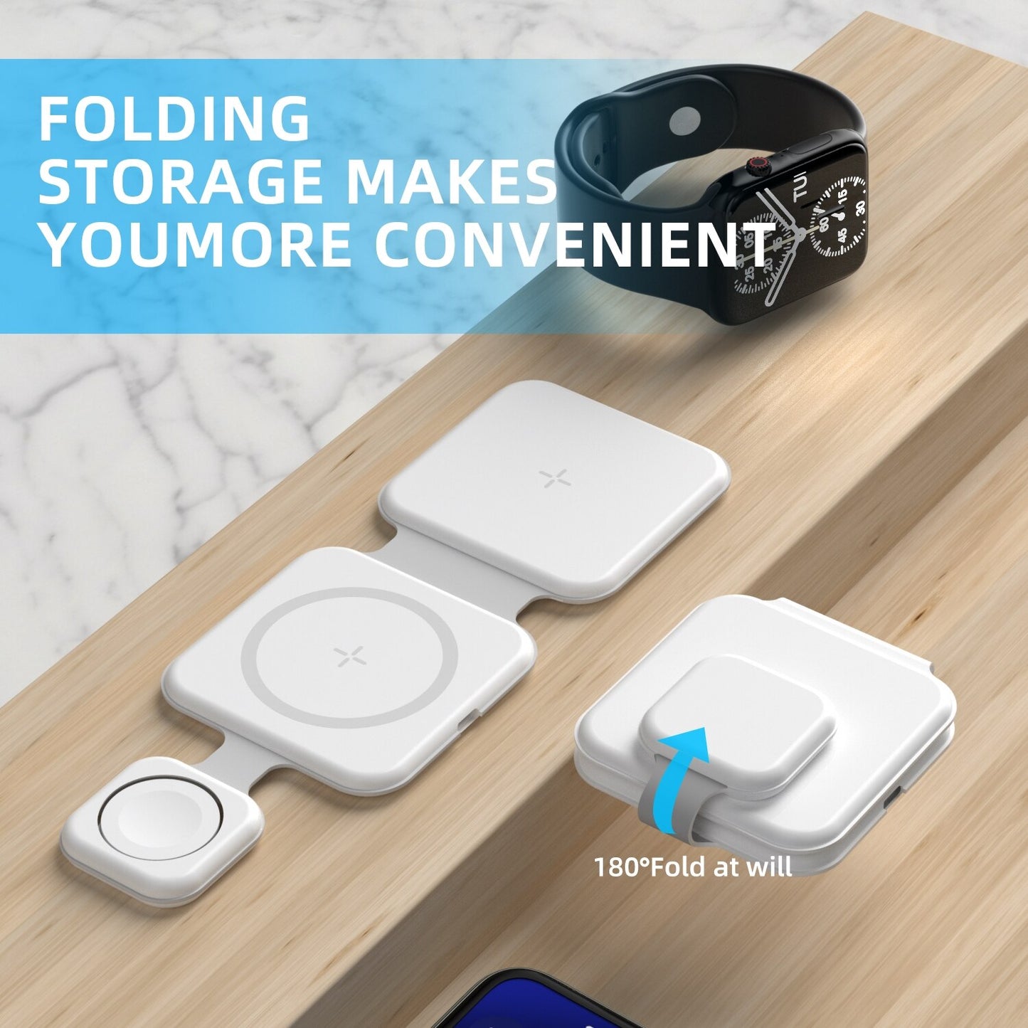 Caricatore Wireless 3 in 1 WorldXtech — iPhone Android e AirPods in un Solo Dock